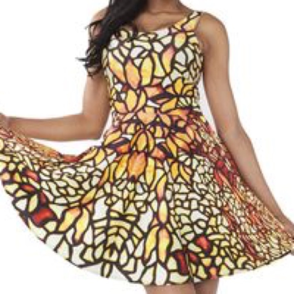 Living Dead Clothing gold glass skater dress